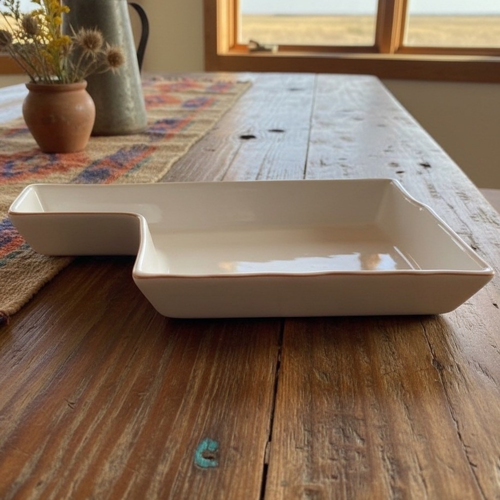 Frankoma Pottery Oklahoma State Terra Cotta Baking Dish, Vintage Handmade Tray